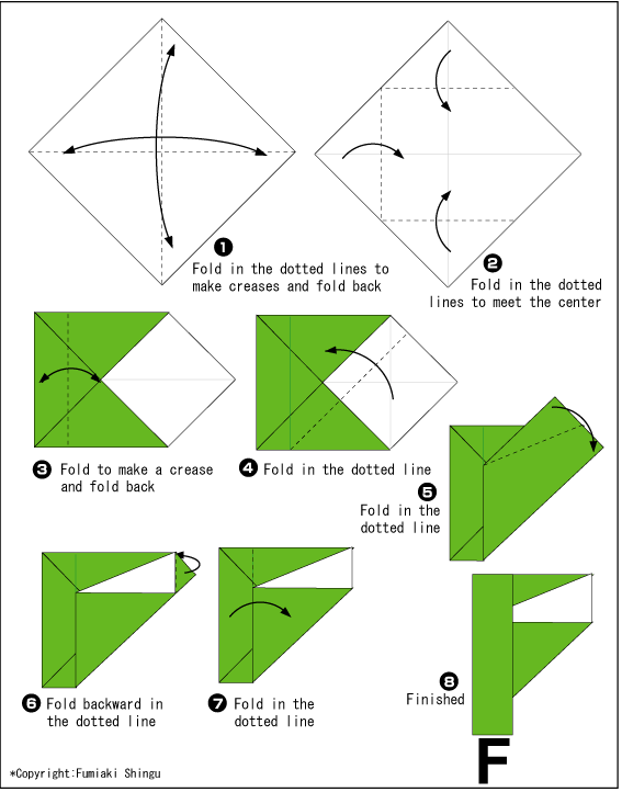 Alphabet F - Easy Origami instructions For Kids