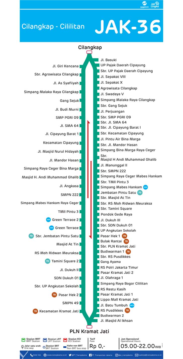 peta rute transjakarta cilangkap cililitan