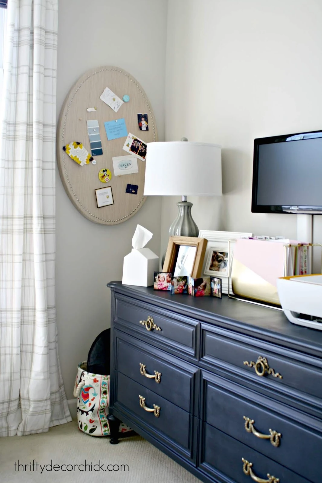 Using a dresser for storage in office