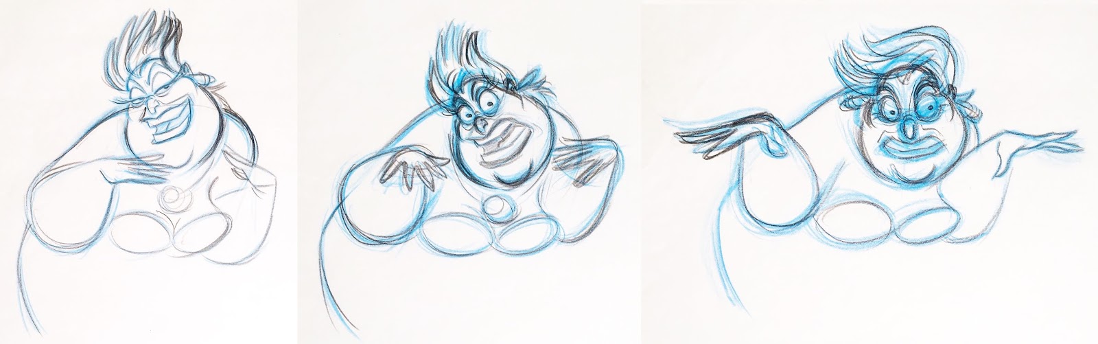 Animation Collection: Sequence of Three Original Production Animation  Drawings of Ursula from 