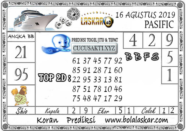 Prediksi Togel Jitu PASIFIC LASKAR4D 16 AGUSTUS 2019