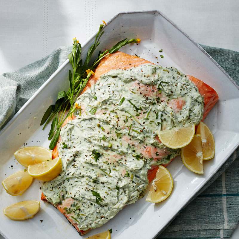 HerbandYogourt Baked Whole Salmon Fillet Ryan's Healthy Recipes