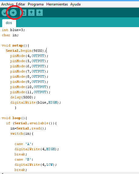 PROGRAMACIÓN EN ARDUINO CON BLUETOOTH HC-06: ENCENDER Y APAGAR 8 LED´S