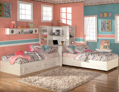 Cool Bedrooms  Teenagers on Bedroom For Teen Kids Space Conserving Twins Girls Sharing Two Bed