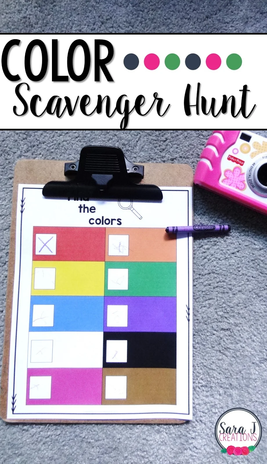 Reviewing colors?  Try a color scavenger hunt around your house, school or neighborhood.  So fun for kids!