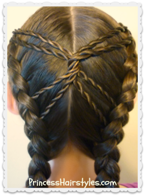 Hourglass braid hairstyle using dutch braids and rope braids