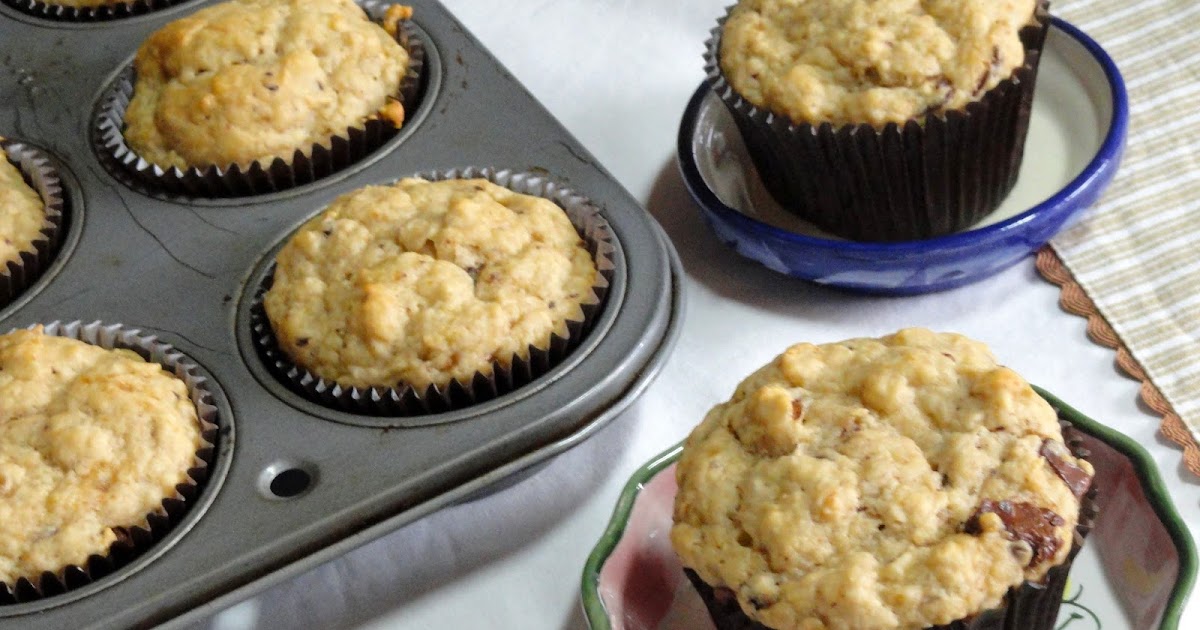 Abóbora Menina Bocadinhos (Muffins) de Banana com Chocolate e Nozes