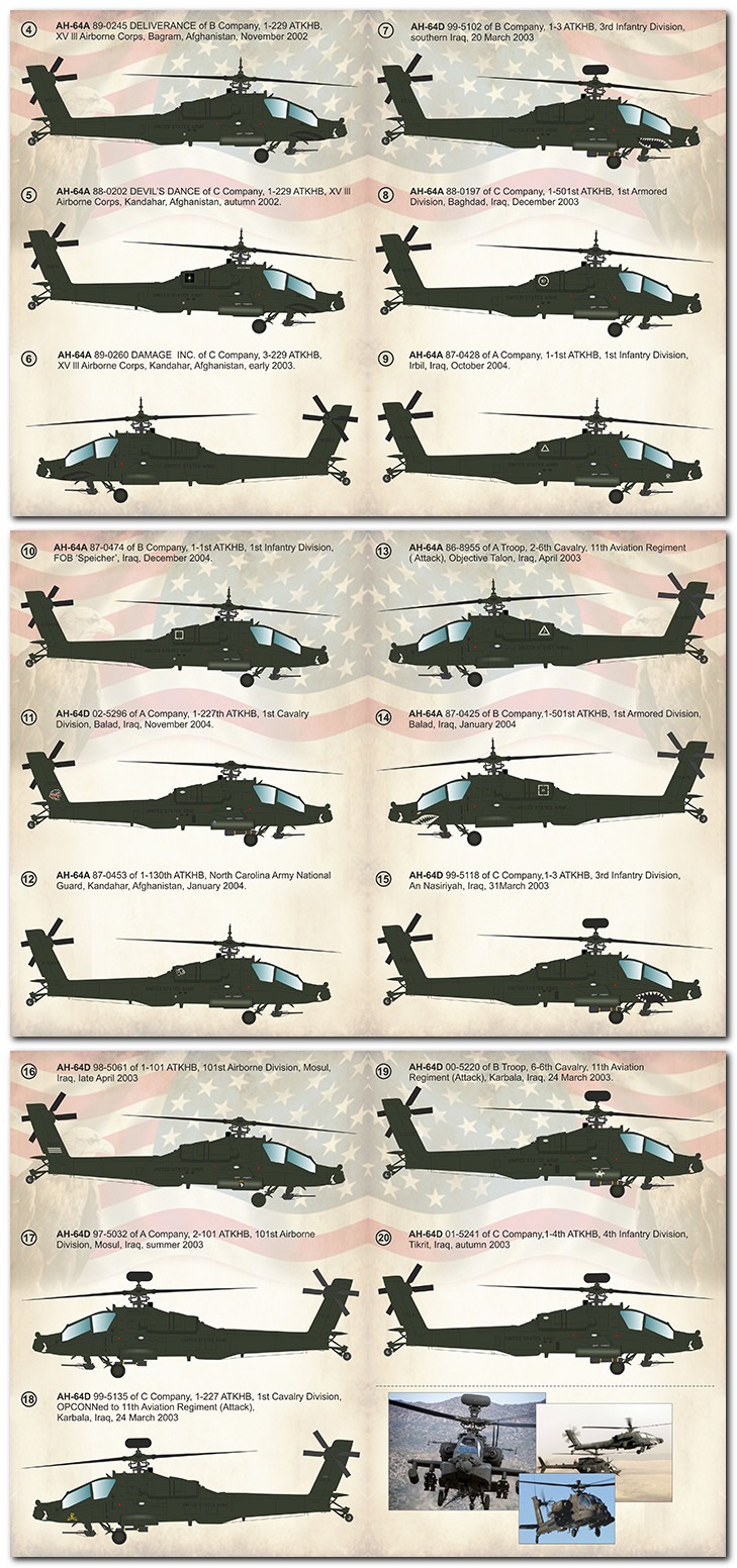 Print Scale Decals 1//72 McDonnell-Douglas AH-64A//AH-64D Apache Part 2 # 72304