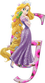 Abecedario de Rapunzel con Flores Rosadas. Rapunzel Alphabet with Pink Flowers.