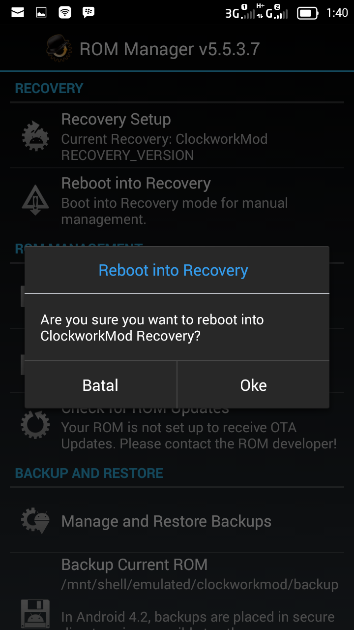 Cara Buat CWM Recovery (ClockWorkMod) Menggunakan ROM MANAGER KENDARI APK