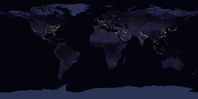 Global map of Earth at Night