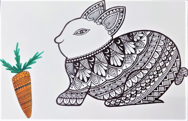 Attractive bunny Rabbit mandala drawing