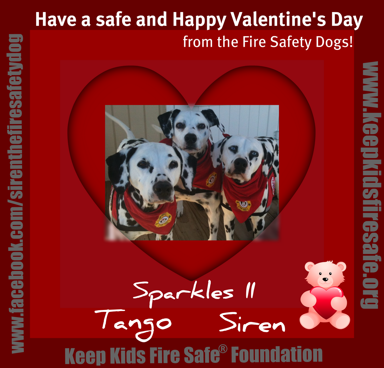 Sparkles the Fire Safety Dog Happy Valentine's Day from the Fire