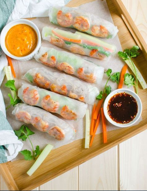 Vietnamese healthy spring rolls with peanut butter sauce Vietnamese healthy spring rolls with peanut butter sauce