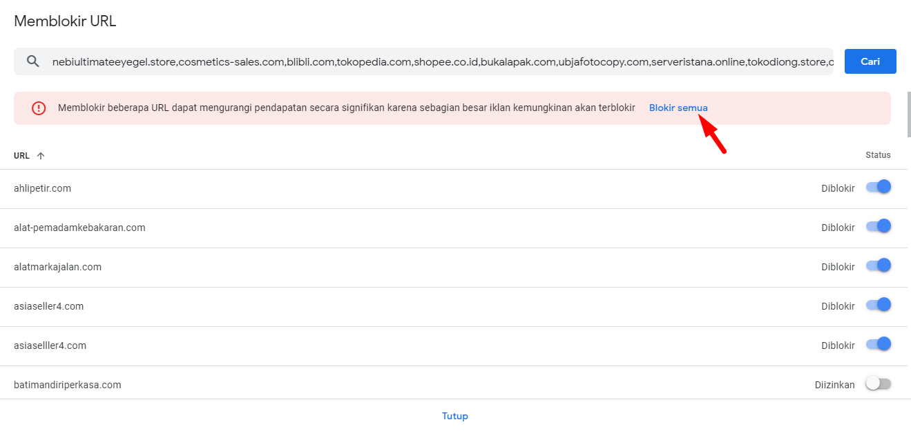 Cara Blokir Iklan AdVertiser AdSense CPC Rendah