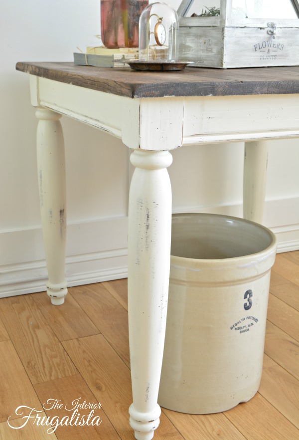 Farmhouse side table chalk painted white