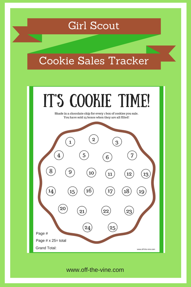 printable girl scout cookie sales tracker off the vine