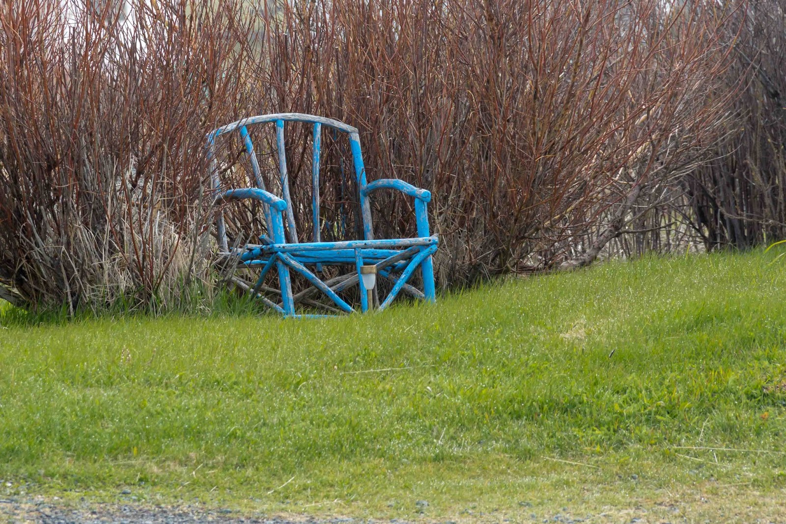 The blue chair.