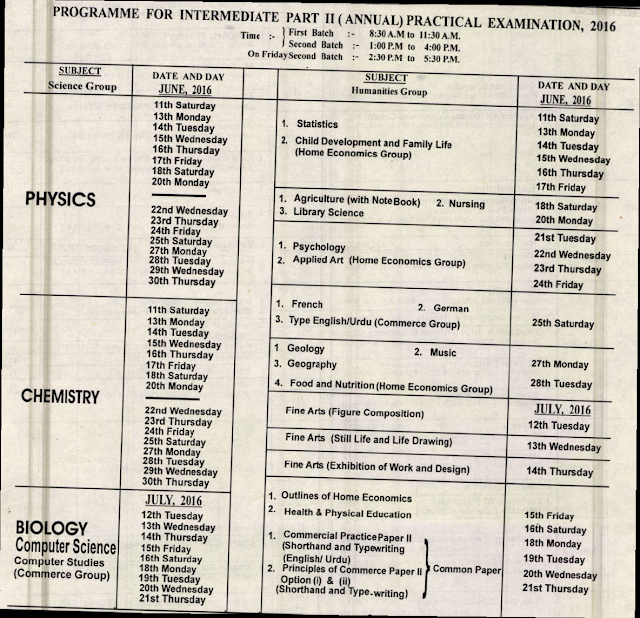 Bise Lahore Board Date Sheet 2024 Matric Part 1 2 9th vrogue.co