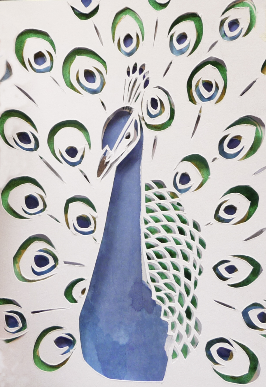 Download Philippa Randles Illustration: Peacock paper-cut and ink card