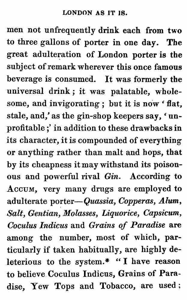 London as it Is 1832 2 London as it Is 1832, adulterated porter, additives to alcohol 1832