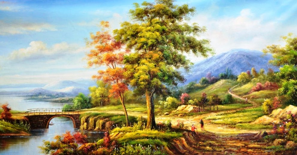 gambar mewarnai lukisan pemandangan hutan