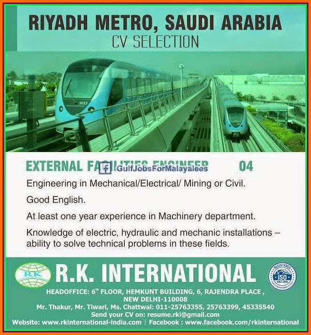 Riyadh Metro KSA Job Vacancies Gulf Jobs for Malayalees