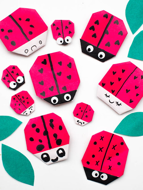 make origami ladybug valentines- super cute bug themed Valentine's day craft