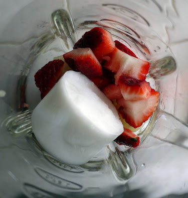 coconut milk, strawberry, grapefruit, and yogurt smoothie