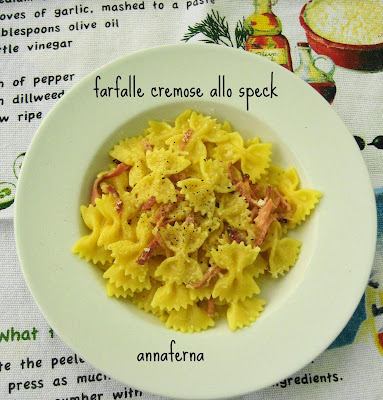 farfalle cremose allo speck con profumo di zafferano