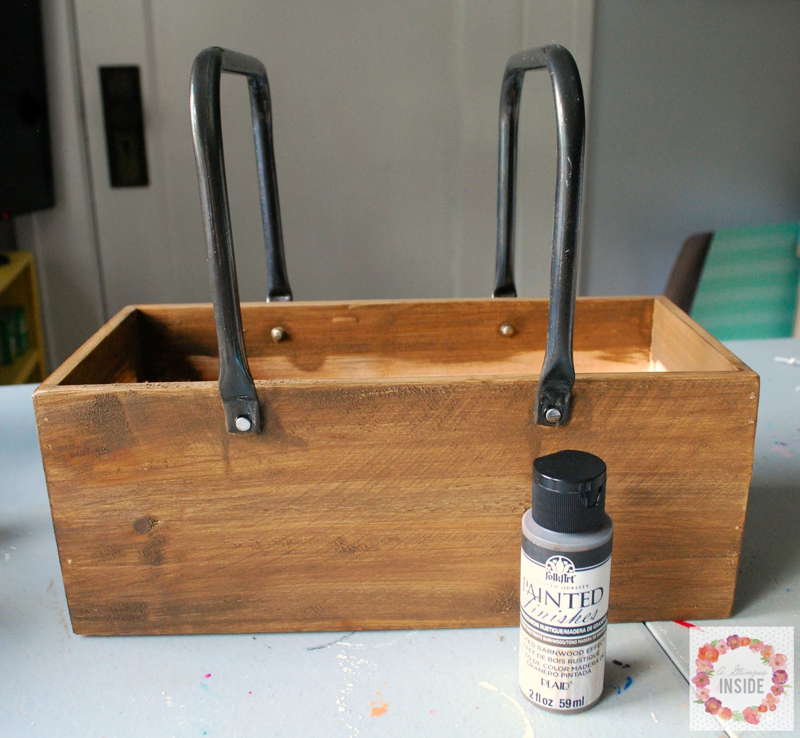 Faux Barn Wood Flower Box A Glimpse Inside Begin By Painting The Wood Box With Step 1 Of Barn Finish Which Is A Stain