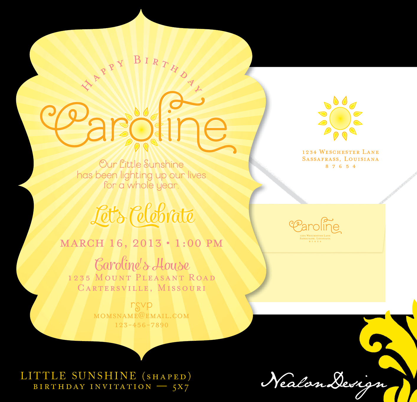 Nealon Design Little SUNSHINE Birthday Invitation nealon-design-little-sunshine-birthday-invitation