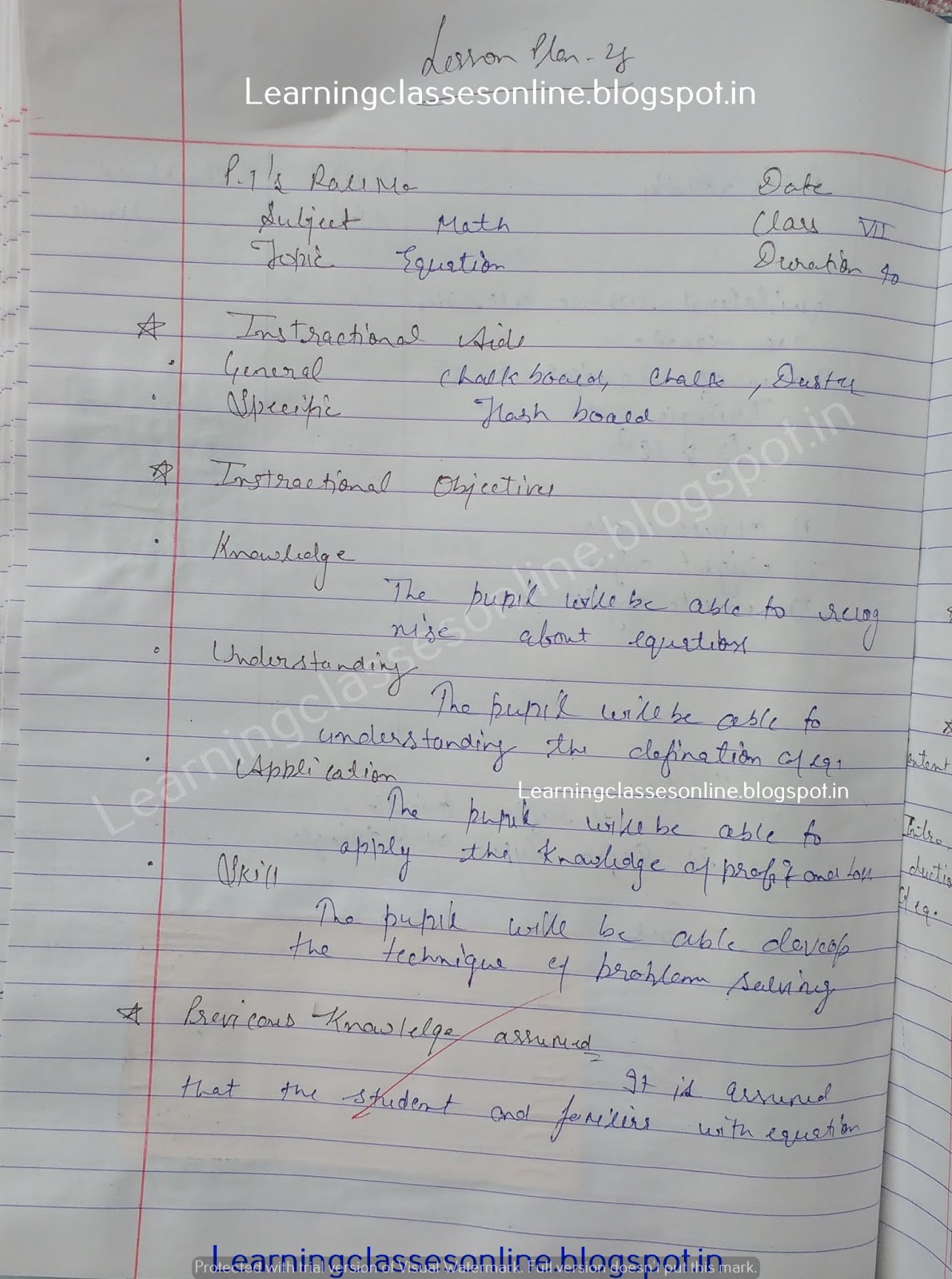 Math lesson plan on equation Math lesson plan on the equation for middle or secondary school mathematics teachers.