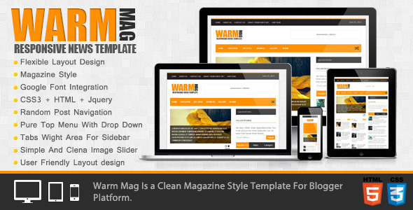 WarmMag Premium Responsive Blogger Template Free Download