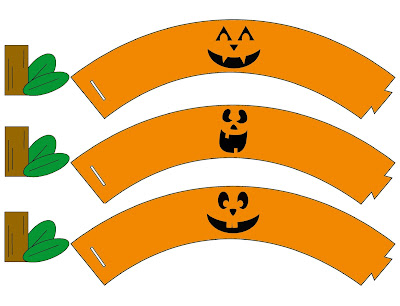 Turn plain cupcakes into a smiling treat with these cute Halloween pumpkin cupcake wrappers and toppers.  You can print and wrap these around your Halloween cupcakes for a quick and easy treat today.