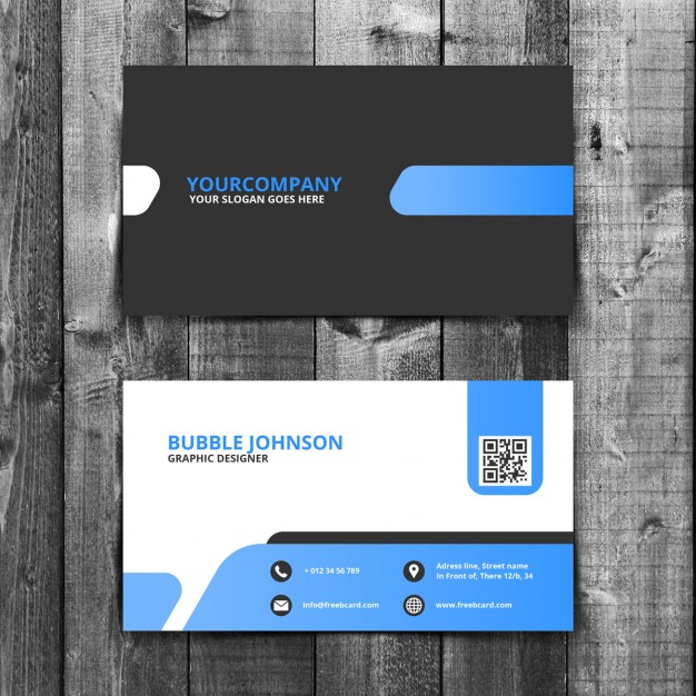 Blue and black business card Free Psd