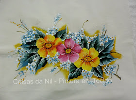 pintura em tecido flores papoulas 