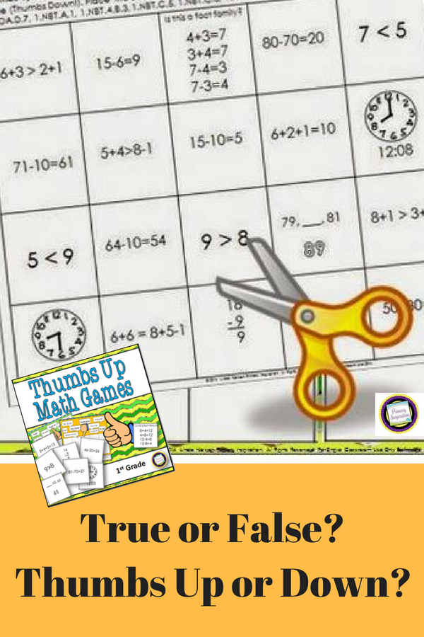 Primary Inspiration Thumbs Up for a First Grade Math Freebie