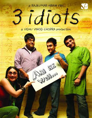 Poster Of 3 Idiots 2009 Hindi 650MB BRRip 720p ESubs HEVC Watch Online Free Download downloadhub.in