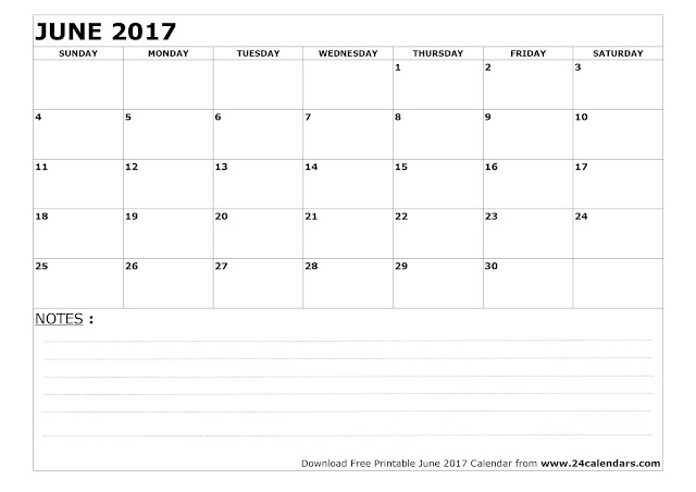Get Printable Calendar : June 2017 Printable Calendar Blank Templates