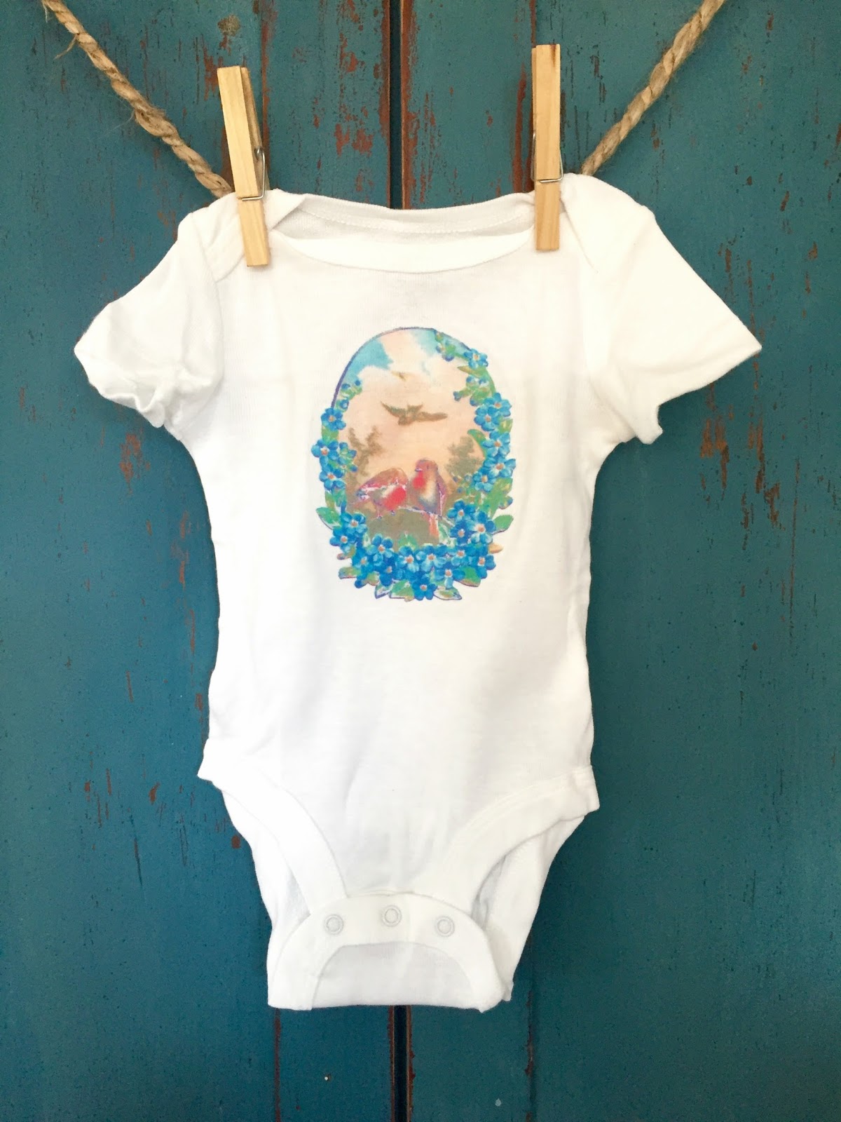 D.D.'s Cottage and Design Making Cute Vintage Inspired Onesies for a