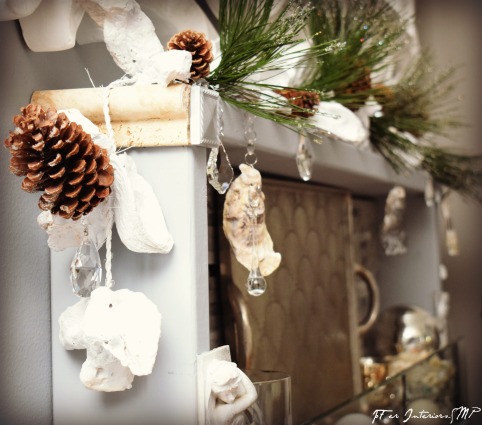 Holiday Garlands made with Oyster shells, Pine Cones & Crystals Tear Drops