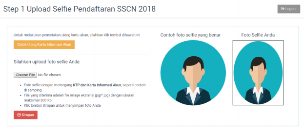 gambar cara upload foto selfie di pendaftaran sscn 2018