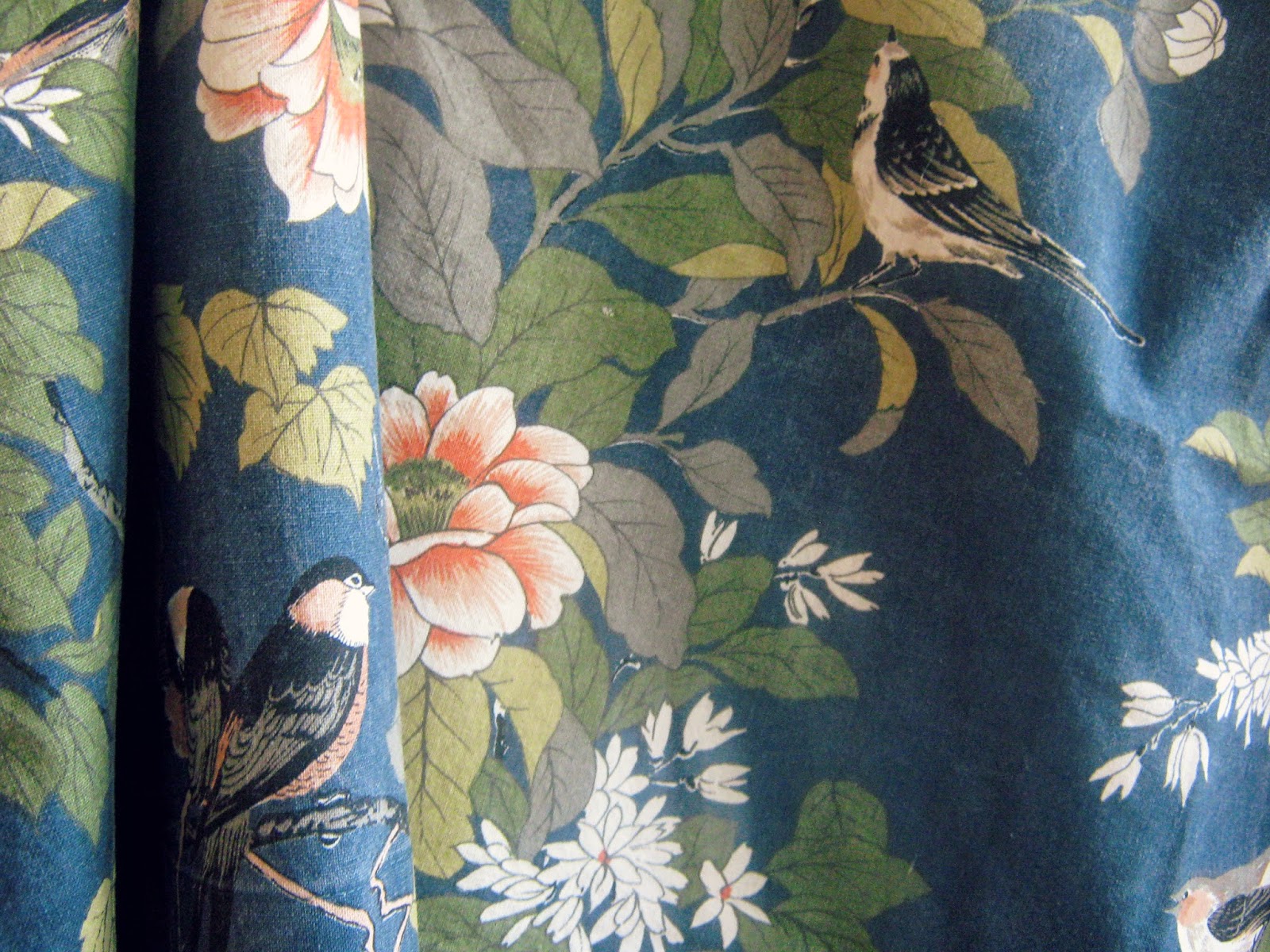 Vintage Bird Floral Fabric