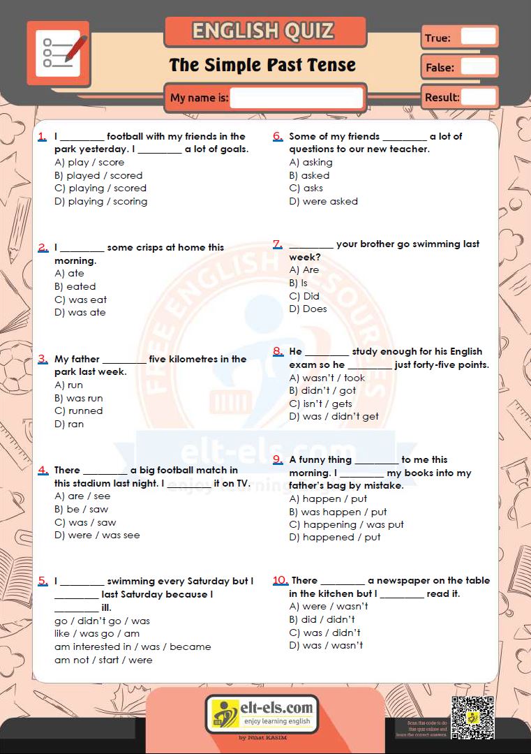 Verb Tenses Exercises Multiple Choice Pdf With Answers