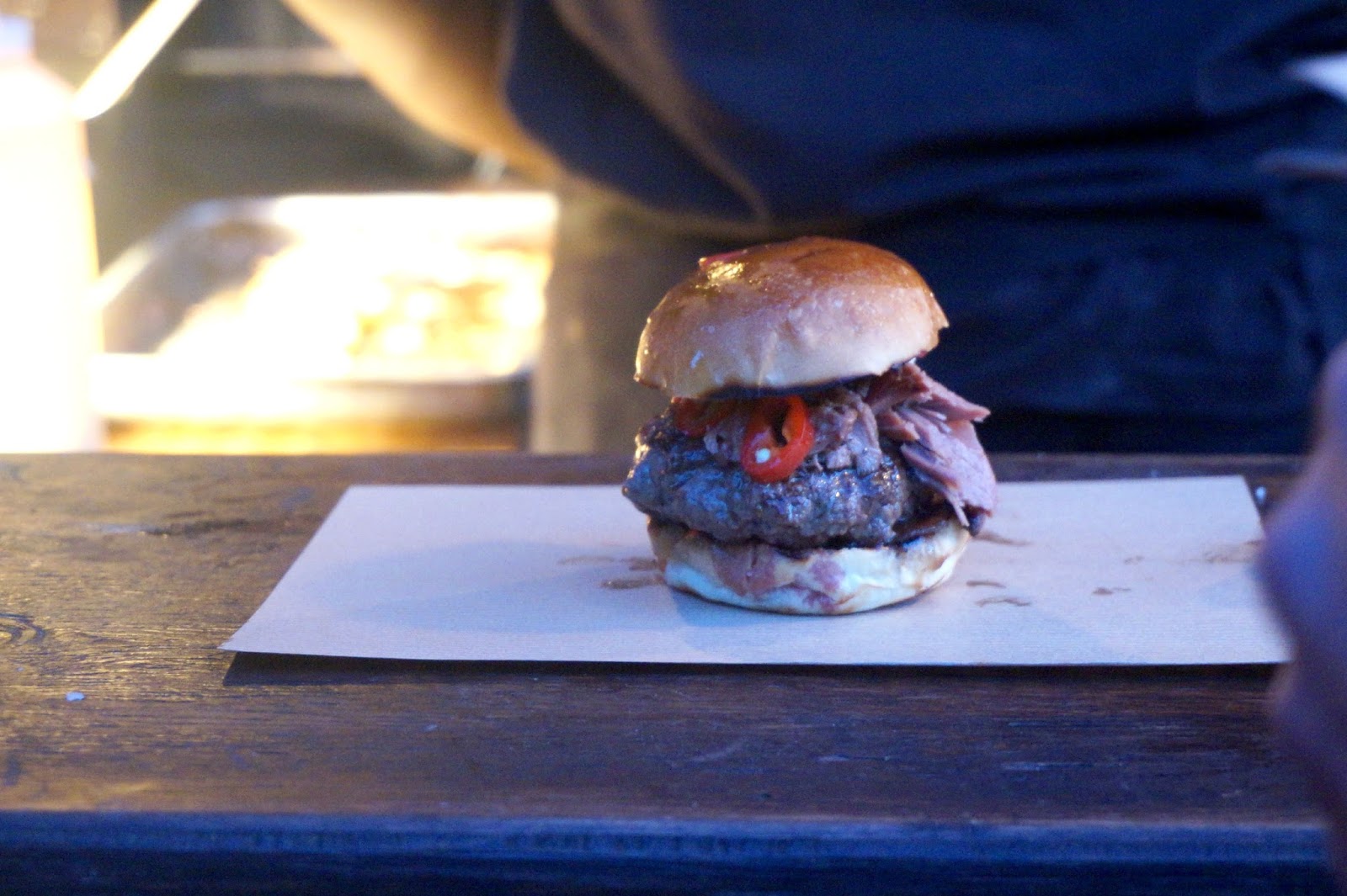 burger with brisket on top