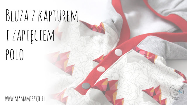 bluza z kapturem i zapięciem polo burda dla dzieci 2/2015 model 601
