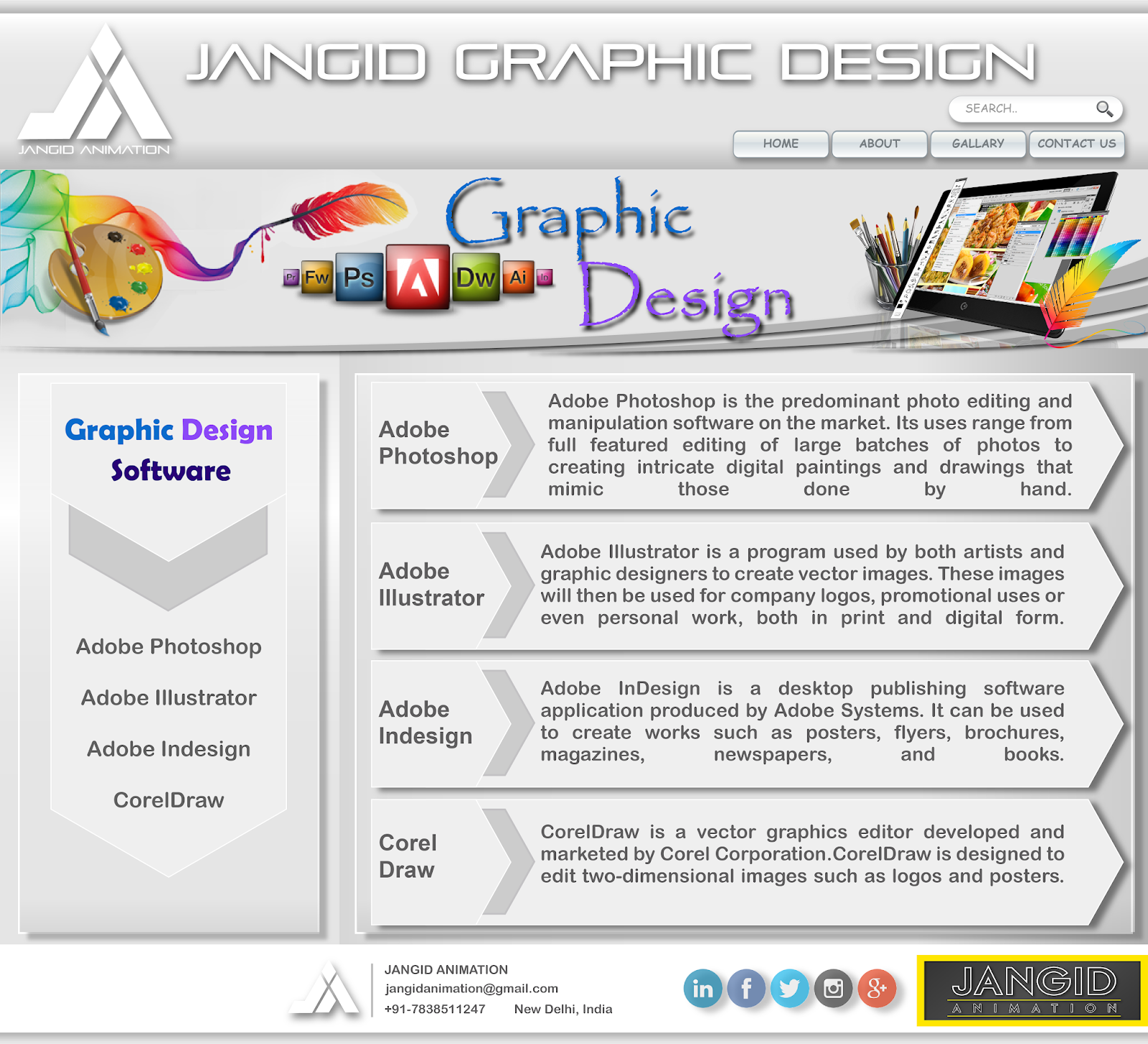 graphic design webside in photoshop by jangid animation webside