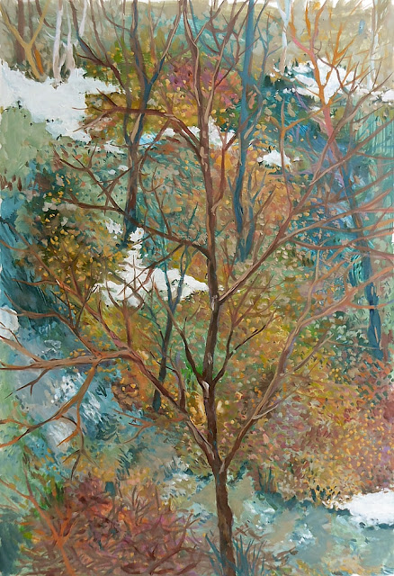 Schmelzwasser im Wald Schmeeschmelze am Waldrand