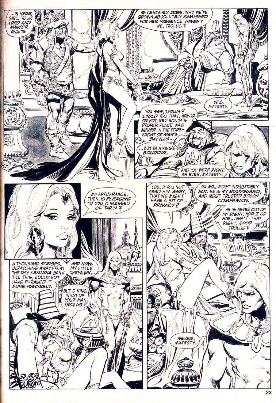 Savage Sword of Conan #1 bronze age 1970s marvel comic book page by Neal Adams / Red Sonja